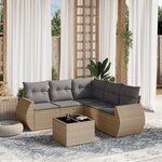 vidaXL Salon de jardin avec coussins 6 Pièces beige résine tressée