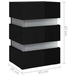 vidaXL Table de chevet à LED noir brillant 45x35x67 cm bois ingénierie