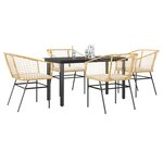 vidaXL Ensemble à manger jardin coussins 5Pièces marron poly rotin verre