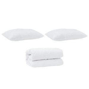 vidaXL Duvet avec oreillers Autre 3 Pièces Blanc 260 x 220 cm Microfibre