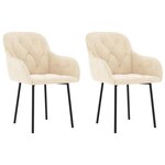 vidaXL Chaises à manger lot de 2 Crème Velours
