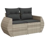 vidaXL Salon de jardin avec coussins 7 Pièces gris clair résine tressée