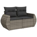 vidaXL Salon de jardin 11 Pièces avec coussins gris résine tressée