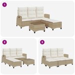 vidaXL Salon de jardin avec coussins forme de L 3 Pièces beige polyrotin