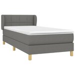 vidaXL Sommier à lattes de lit avec matelas Gris foncé 90x200 cm Tissu