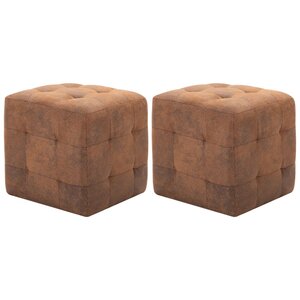 vidaXL 2 Pièces Poufs Marron 30 x 30 x 30 cm Similicuir daim