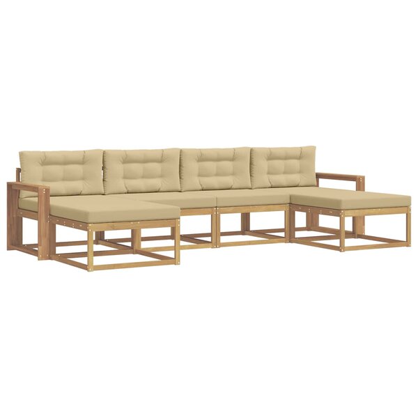vidaXL Ensemble de canapés d'extérieur 6 pc Blanc et Beige