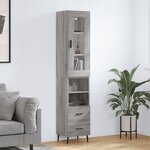 vidaXL Buffet haut Sonoma gris 34 5x34x180 cm Bois d'ingénierie