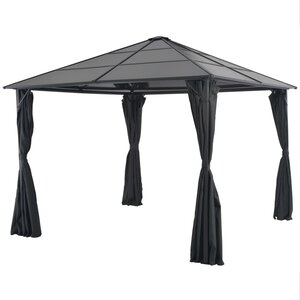 vidaXL Tonnelle avec rideau Aluminium 3x3 m Noir