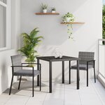 vidaXL Ensemble de salle à manger de jardin 3 pièces gris Poly rotin