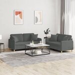 vidaXL Ensemble de canapés 2 Pièces coussins gris foncé tissu