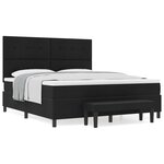vidaXL Lit à ressorts avec matelas et banc Noir 180x200 cm Tissu
