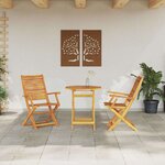 vidaXL Ensemble bistro pliant 3 Pièces Marron Bois d'acacia massif