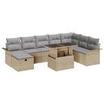 vidaXL Ensemble de 9 Canapés de Jardin avec Coussins Beige Poly Rotin