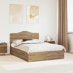 vidaXL Cadre de lit Chêne artisanal 140 x 190 cm Bois d'ingénierie