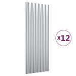 vidaXL Panneaux de toit 12 Pièces Acier enduit de poudre Argenté 100x36cm