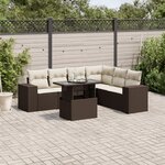 vidaXL Salon de jardin avec coussins 7 Pièces marron résine tressée
