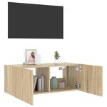 vidaXL Meuble TV mural avec lumières LED chêne sonoma 80x35x31 cm