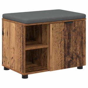 vidaXL Banc d'entrée avec coussin Uni Bois ancien 60 x 38 x 46 cm