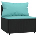 vidaXL Salon de jardin 3 Pièces avec coussins Noir Résine tressée