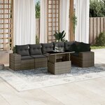 vidaXL Salon de jardin avec coussins 7 Pièces gris résine tressée