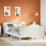 vidaXL Lit bibliothèque sans matelas blanc 135x190 cm bois pin massif