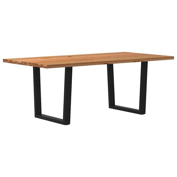 vidaXL Table à manger avec bord naturel 200x100x74cm bois massif chêne