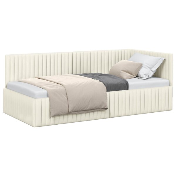 vidaXL Cadre de lit d'angle Crème 90 cm x 200 cm Velours