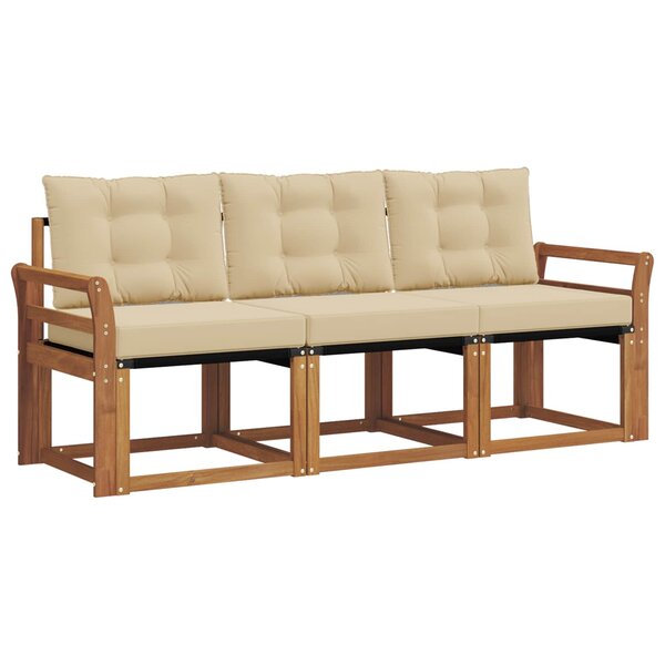 vidaXL Ensemble de canapés d'extérieur 3 pc Naturel et Beige