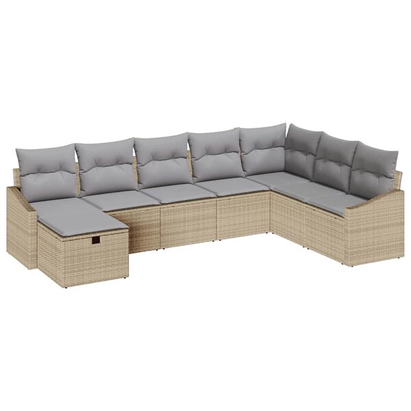 vidaXL Ensemble de canapé de jardin 8 Pièces Beige Poly rotin