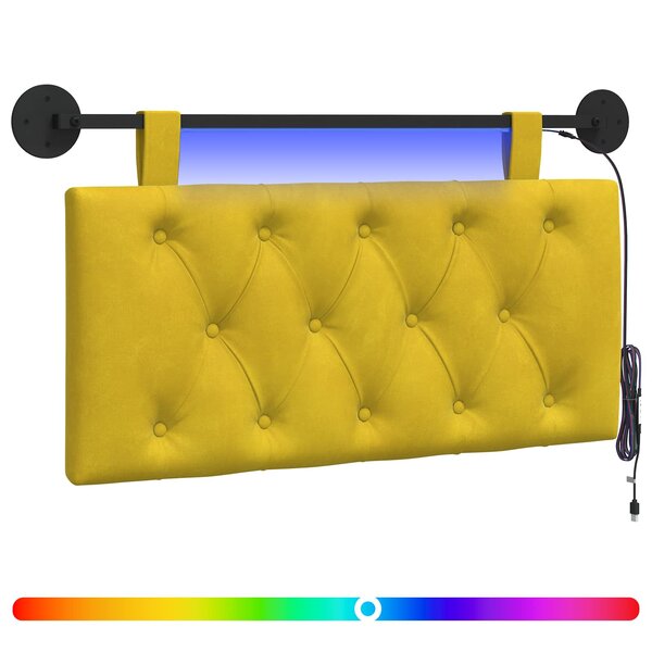 vidaXL Tête de lit suspendue Jaune Velours