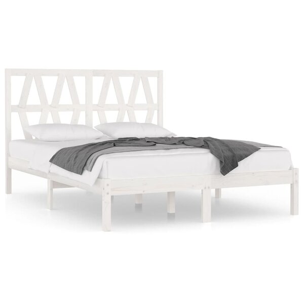 vidaXL Cadre de lit sans matelas blanc bois massif 120x200 cm