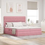 vidaXL Lit de Rangement avec matelas Rose 200 x 200 cm Velours
