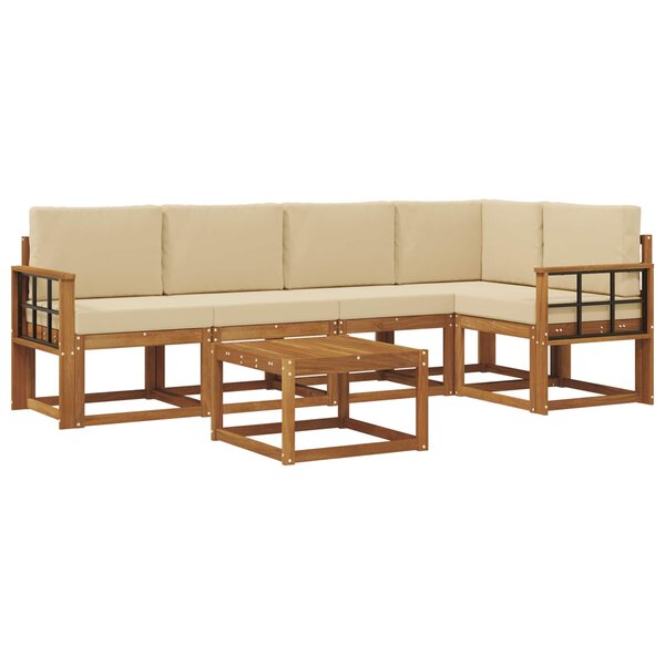 vidaXL Ensemble de canapés d'extérieur 6 pc Naturel et Beige