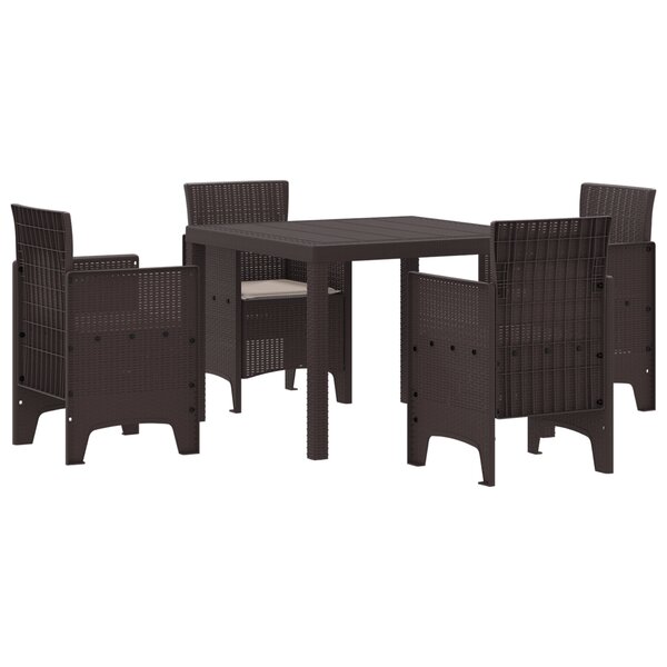 vidaXL Ensemble de salle à manger de jardin de 5 pièces avec coussins en rotin synthétique marron