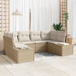 vidaXL Ensemble de Canapé de Jardin 6 Pièces avec Coussins Beige Rotin Poly