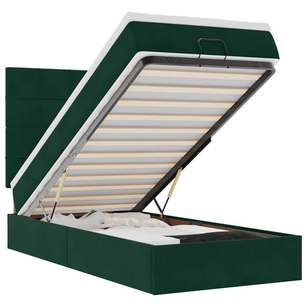 vidaXL Cadre de lit ottoman avec matelas vert foncé 90x190 cm velours