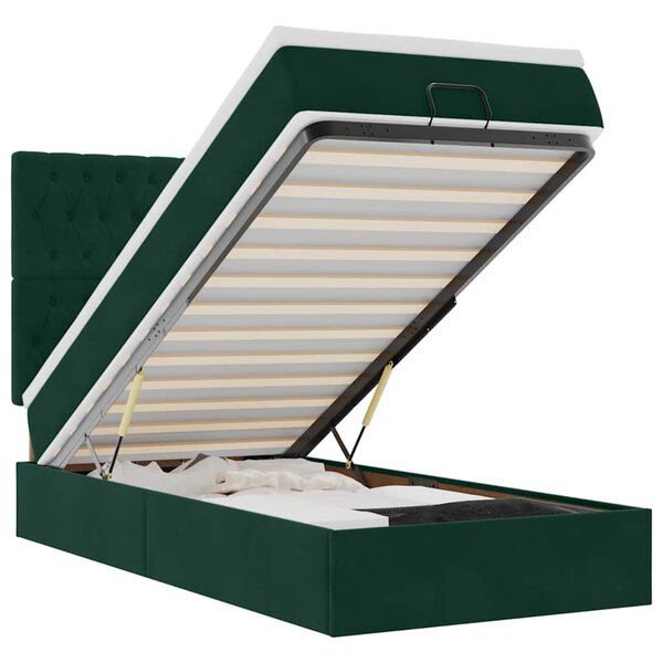 vidaXL Cadre de lit ottoman avec matelas vert foncé 90x190 cm velours