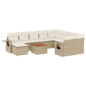 vidaXL Salon de jardin 11 Pièces avec coussins beige résine tressée