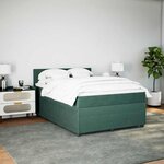 vidaXL Sommier à lattes de lit et matelas Vert foncé 140x190cm Velours