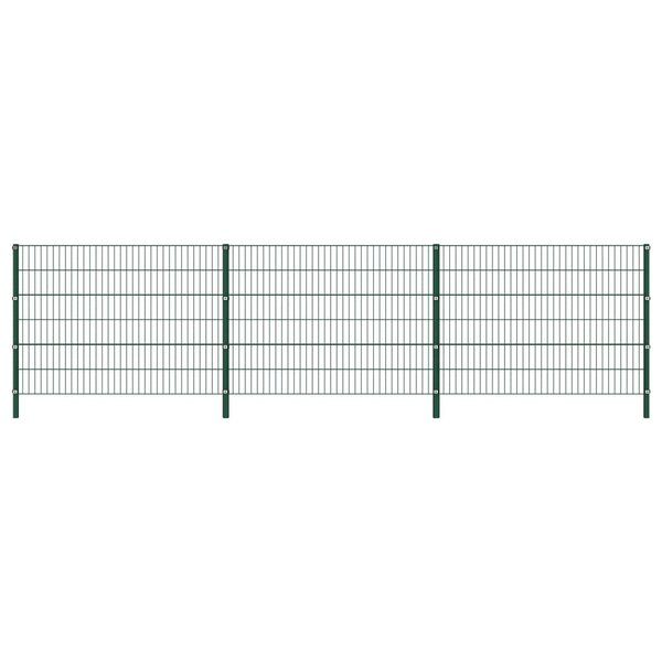 vidaXL Panneau de clôture avec poteaux Fer 5 1 x 1 2 m Vert