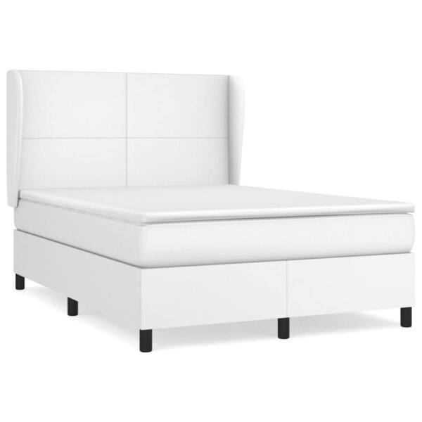 vidaXL Sommier à lattes de lit avec matelas Blanc 140x190cm Similicuir