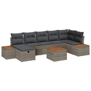 vidaXL Ensemble de canapé de jardin 8 Pièces Gris Poly rotin