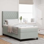 Lit Box Spring vidaXL avec Matelas Gris Clair 100x200 cm Velours
