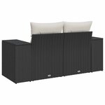 vidaXL Canapé de jardin avec coussins 2 places noir résine tressée
