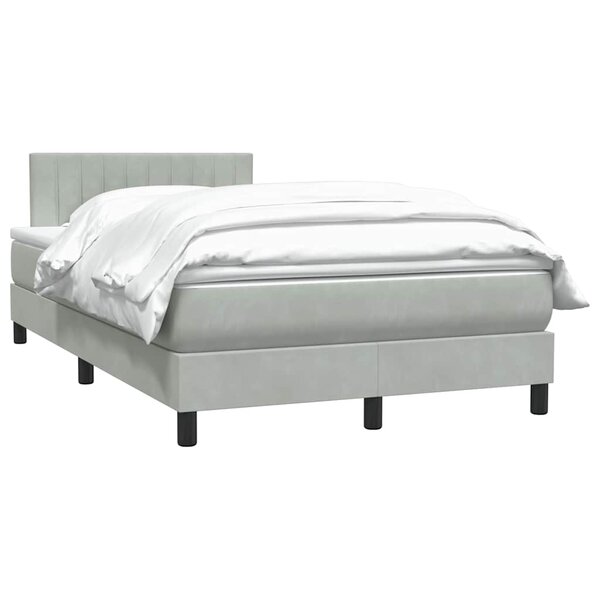 vidaXL Sommier à lattes de lit et matelas gris clair 120x210cm velours