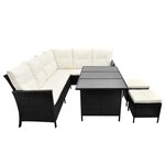 Salon de jardin meuble d'extérieur ensemble de mobilier 4 pièces avec coussins résine tressée noir 02_0016204