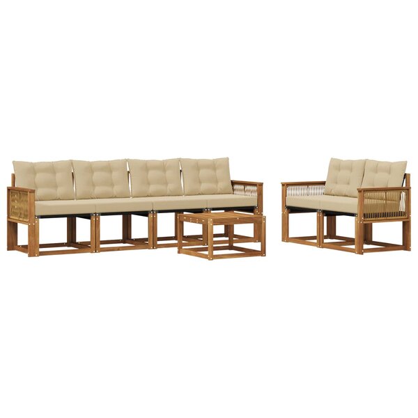 vidaXL Ensemble de canapés d'extérieur 7 pc Naturel et Beige