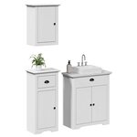 vidaXL Meubles de salle de bain 3 Pièces BODO blanc bois de pin massif