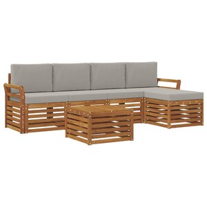 vidaXL Ensemble de canapés d'extérieur 6 pc Gris Naturel et Clair